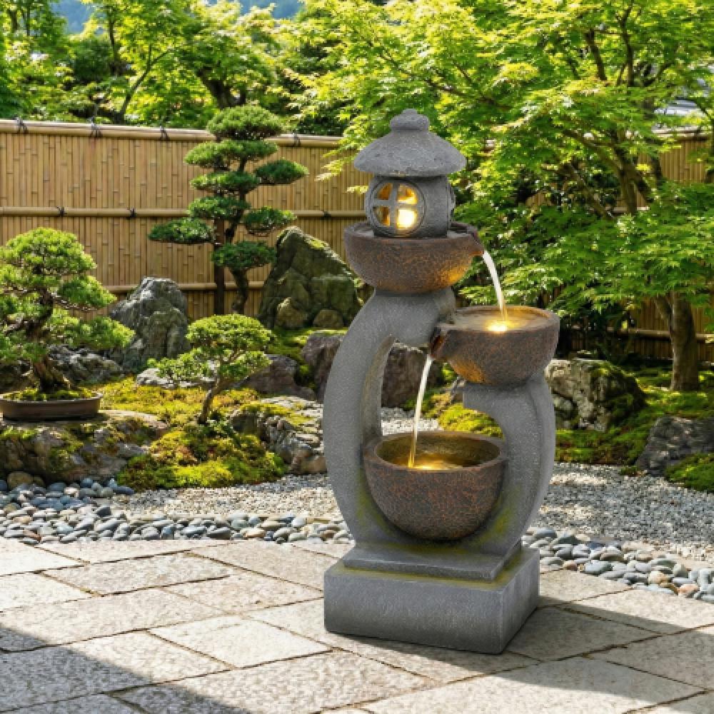 Fontaine 32個 Fontaine LED extérieure 95 cm – style jardin japonais zen, jardin