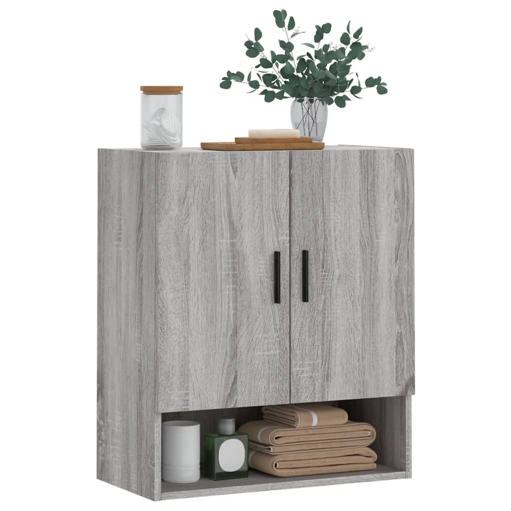 Armadietto Da Parete Per Bagno - 80x36.5x35 Cm, Legno Multistrato Nero, Con Ripiano