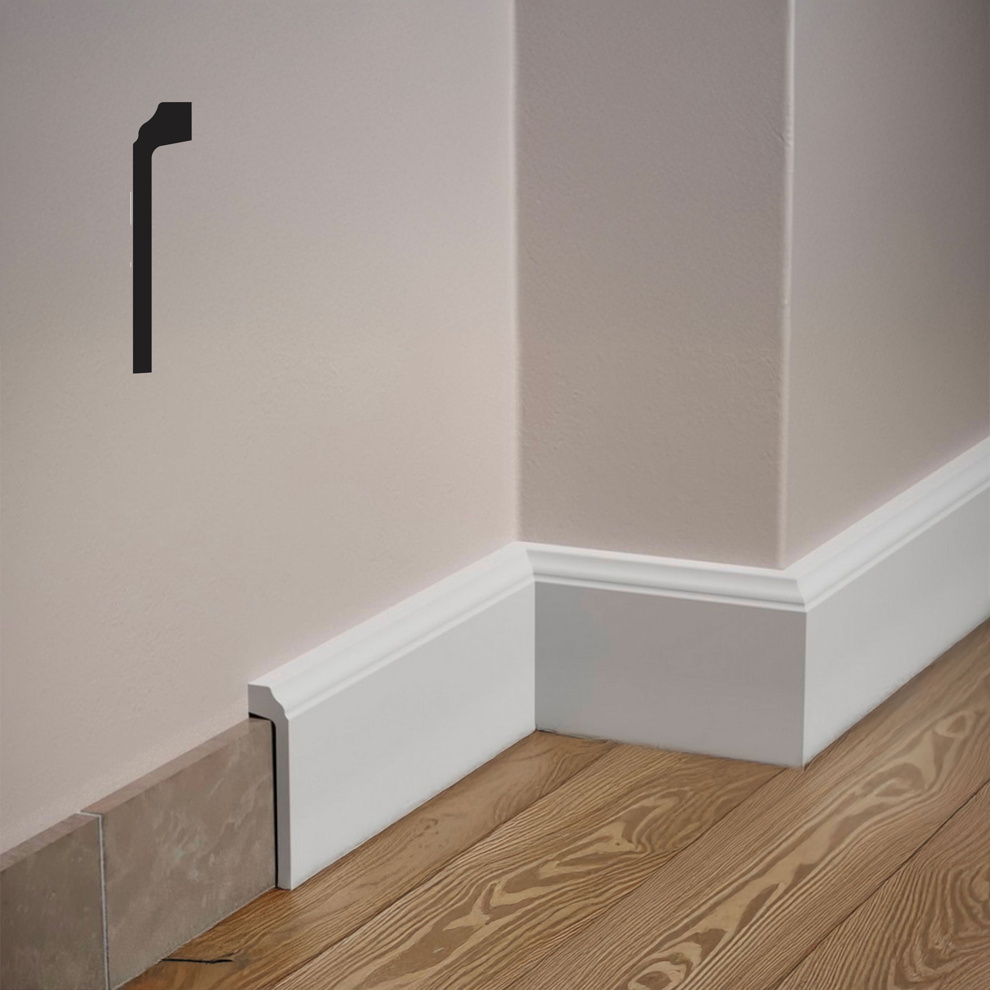 Plinthe de recouvrement en marbre FIRENZE FeelingWood-HD POLYMERS 100x22mm - BLANC (prix au mètre linéaire) - 4