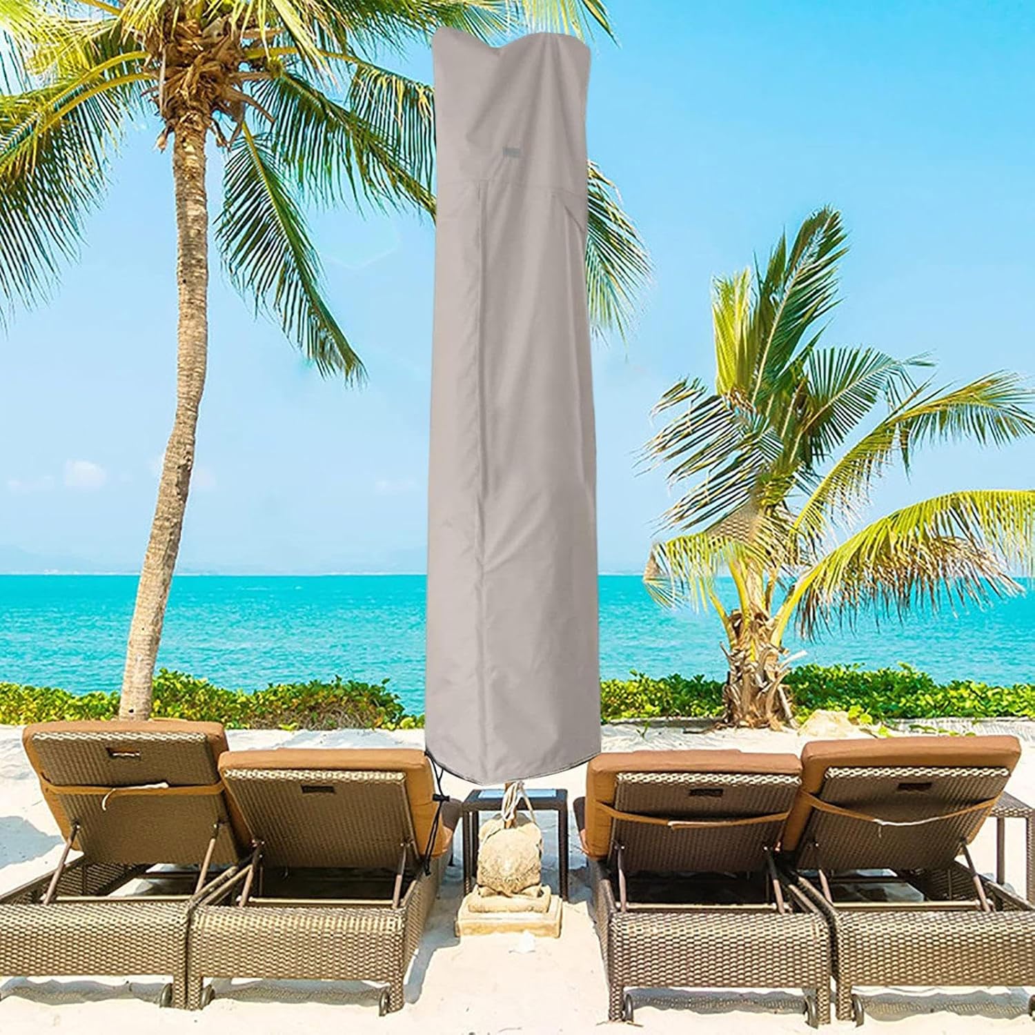 Housse de parasol déporté étanche | Housse de parasol d'extérieur robuste avec fermeture éclair | Parapluie cantilever incurvé et poteau droit - 5