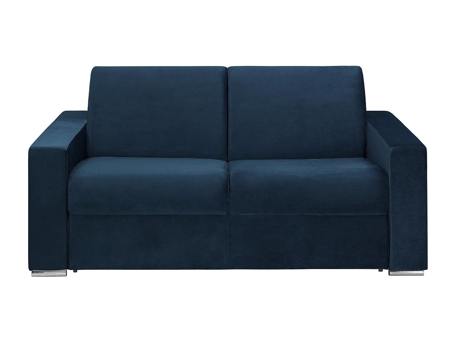 Kanapa 2-osobowa rozkładana z weluru CALITO - Kolor granatowy - Łóżko 120 cm - Materac 14 cm