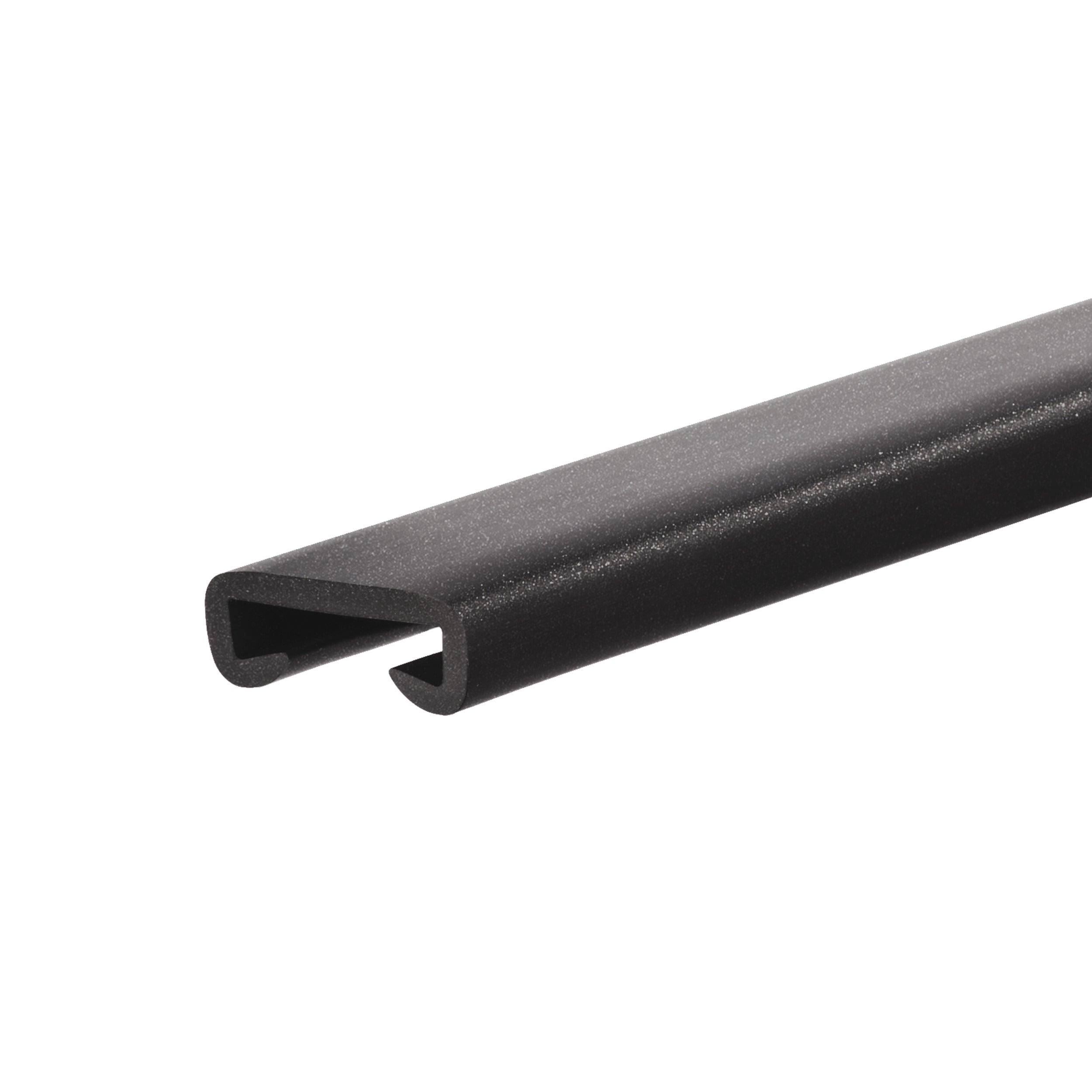 QUEST Profil poręczowy, poręczówka PCV LUX 40x8 mm, listwa poręczowa, okładzina poręczowa, czarny-srebrny, 1 m