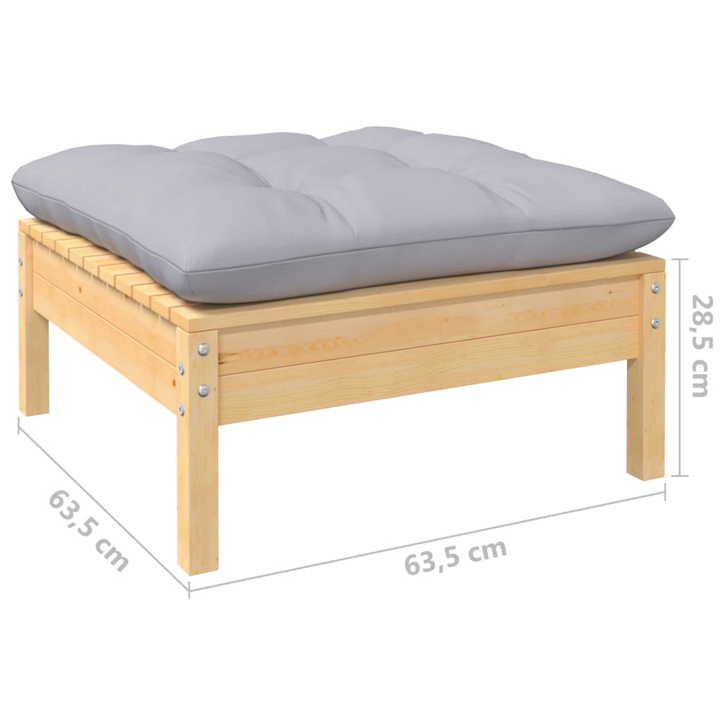 Maison Exclusive - Salon de jardin 3 pcs avec coussins gris Bois de pin - 8