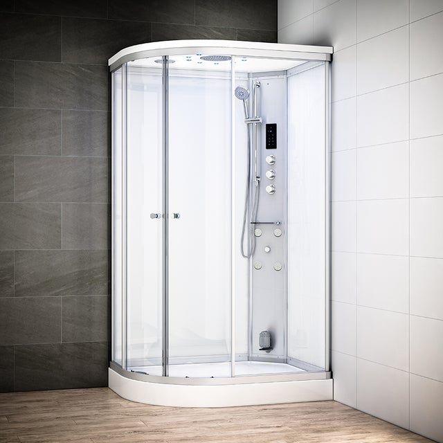 Cabine hammam 120 x 90 SILVER Blanc asymétrique droite