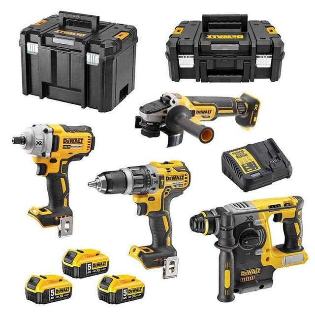 Pack 4 outils 18V XR (DCG405 + DCH273 + DCD796 + DCF894) (3x5,0 Ah) dans T STAK - DEWALT DCK428P3T
