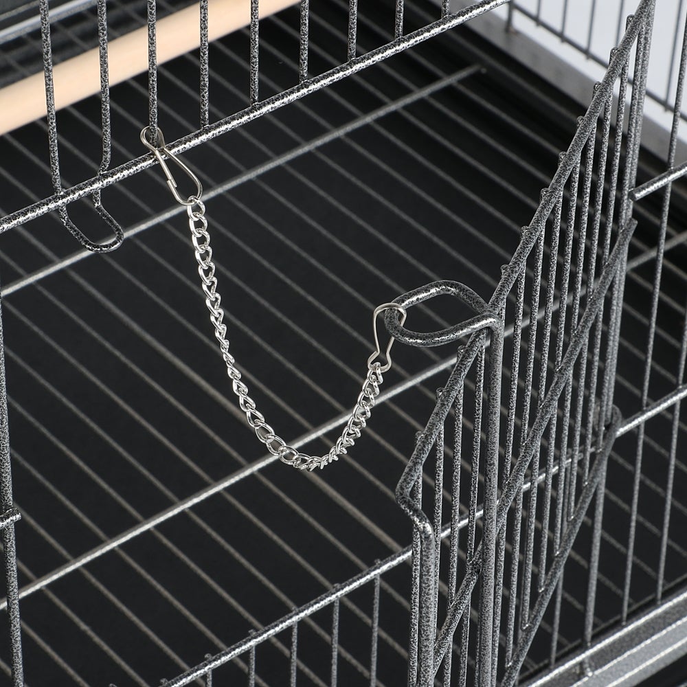 Grande Cage à Oiseaux en Métal avec Support Roulant, Étagère de Rangement et Fond Amovible, Noir Yaheetech - 6