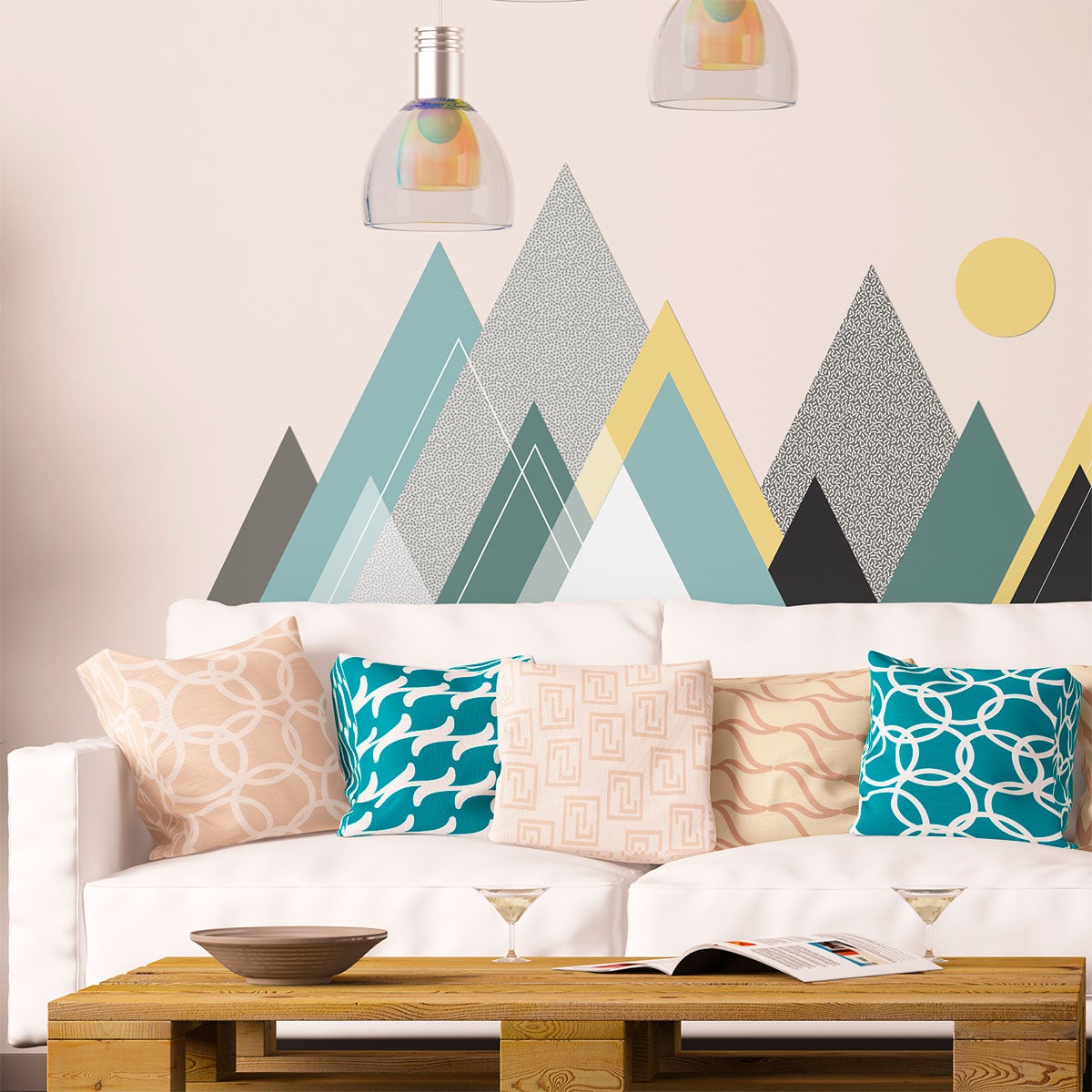 Adesivo montagna scandinavo nevada - Sticker adesivo - adesivi murali - 110x165cm - 6