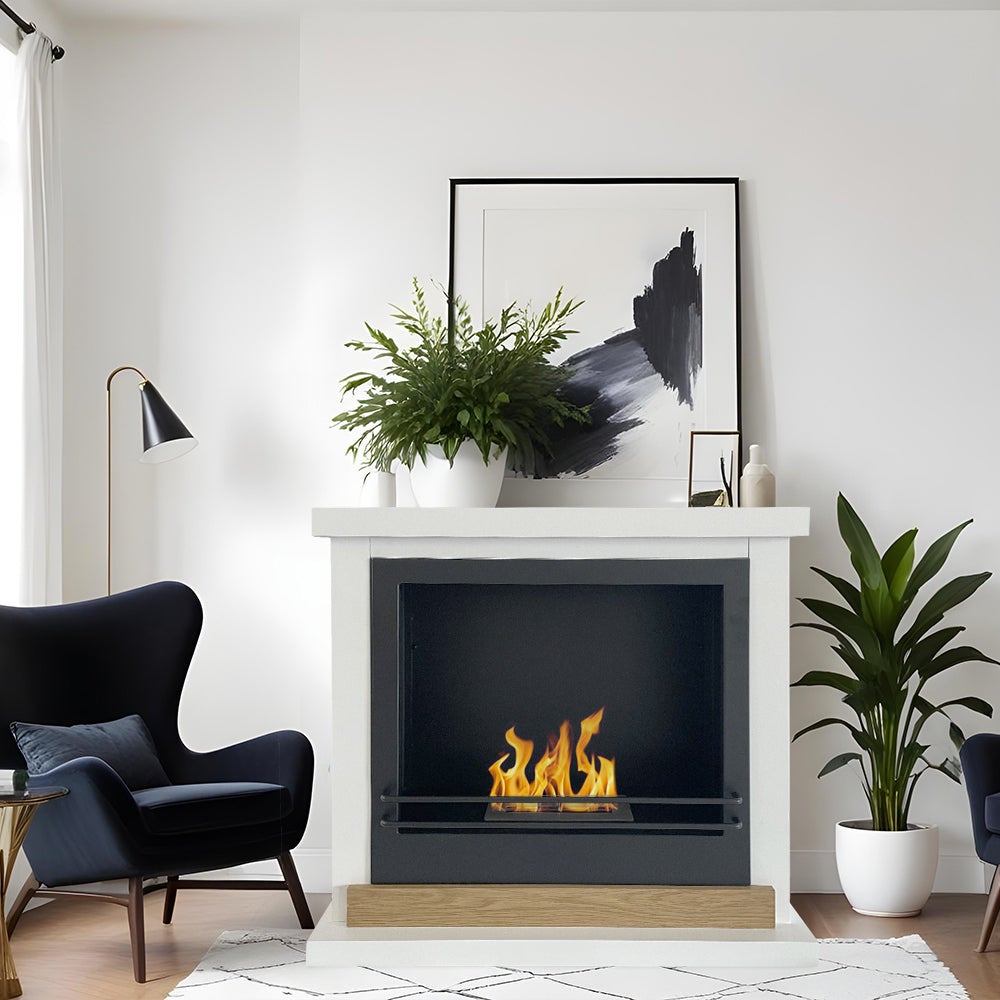 Chimenea de bioetanol STOCCOLMA de madera blanca – L75 x A28 x H70 - 3