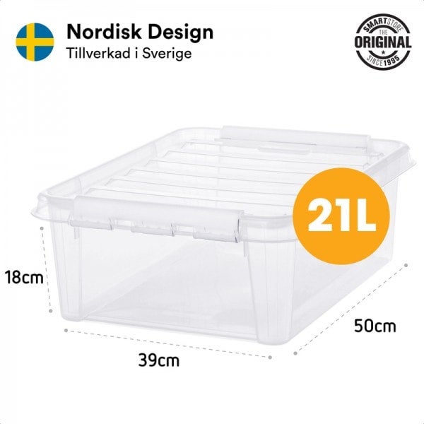 Boîte empilable 21 litres avec couvercle - Clips Noirs - 2