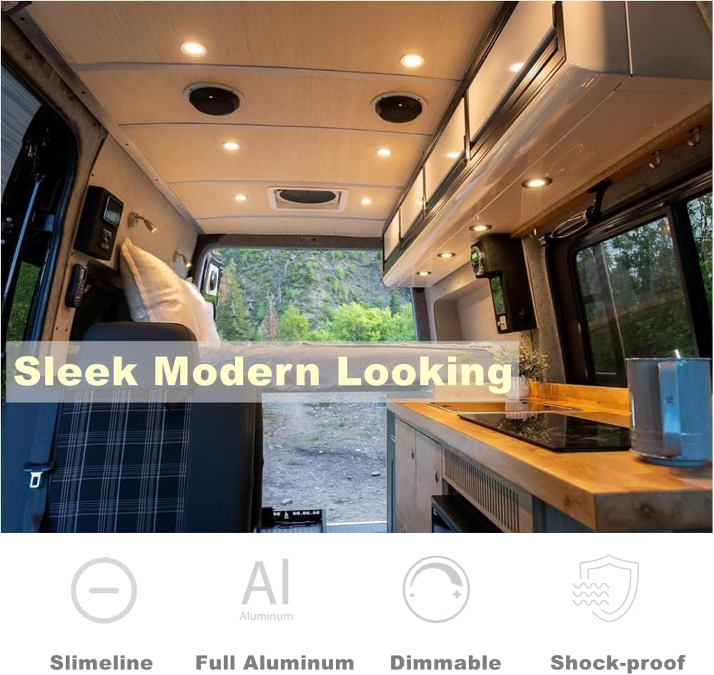 4 Spots LED Encastrables 12V – Blanc Froid 6400K, 3W – Idéal Camping-Car, Bateau, Van (Trou 58-65mm) - 4