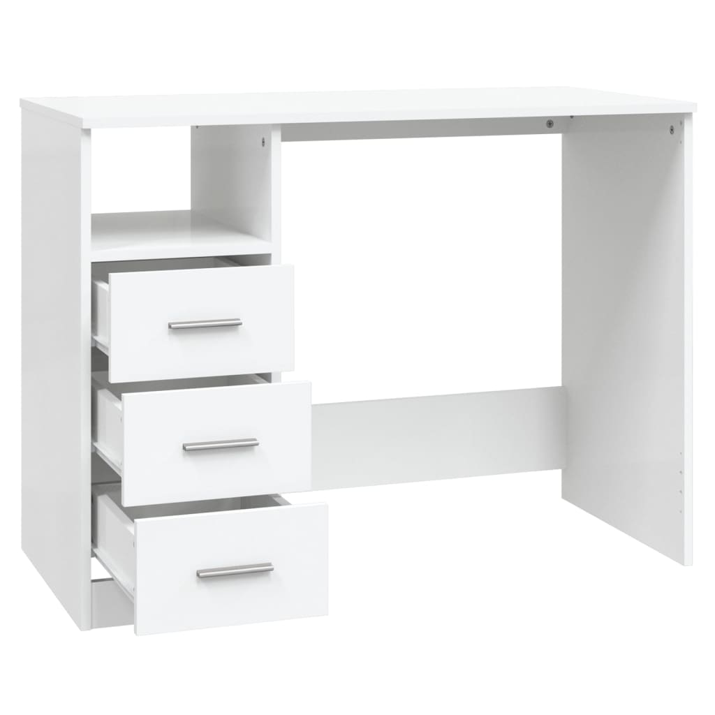 Bureau，Table de travail，Table d'étude avec tiroirs Blanc 102x50x76 cm Bois d'ingénierie CWV15147 - 5