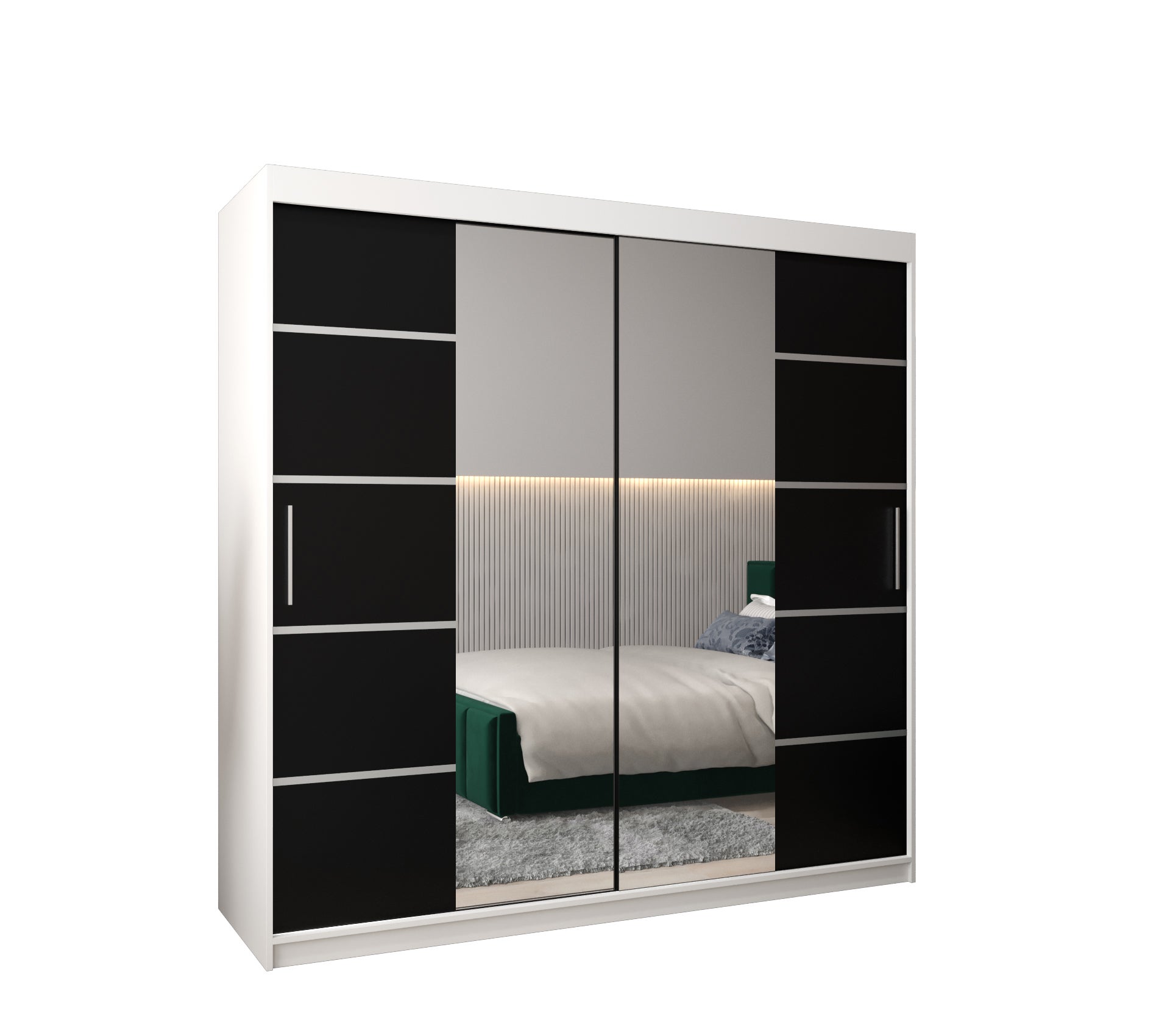Szafa przesuwna garderoba Verona 4 200 x 62 x 200 cm Biały + Czarny - Abiks Meble