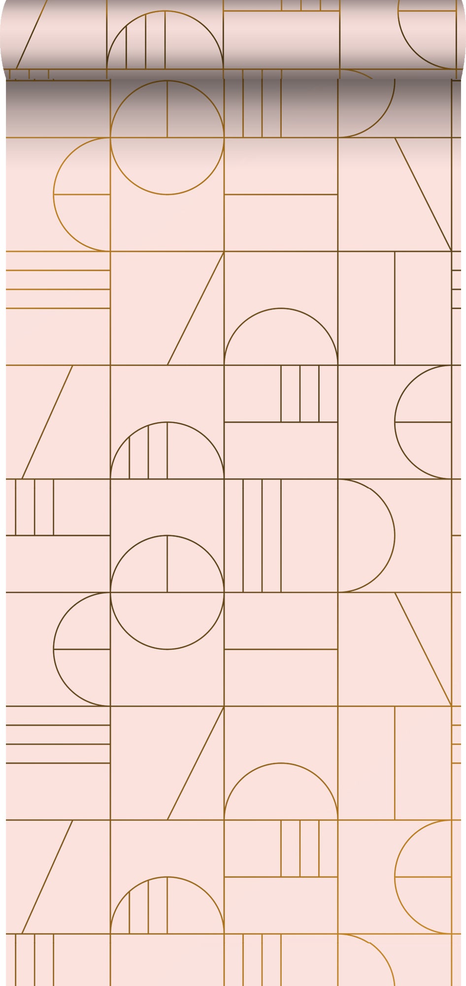Tapeta motyw art déco delikatnego różuIzłotym - 53 cm x 10.05 m - ESTAHOME