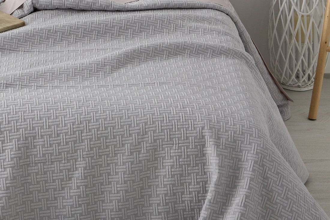 Colcha de verano color Blanco Piqué REF.100, BURRITO BLANCO, 70% Poliéster - 30% Algodón, Color Gris, Medida 270X270CM - 2