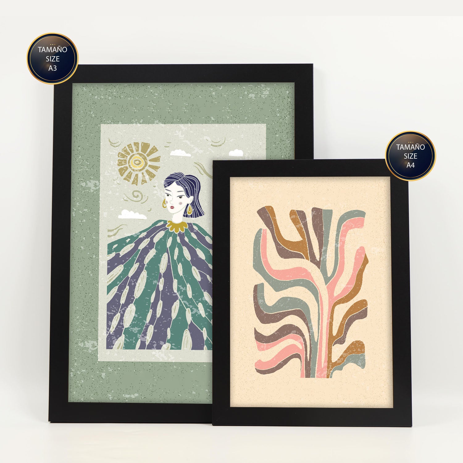 Nacnic Ensemble 6 Impressions De Mère Nature Dans De Style Ethnique Cadre Décoratifs Pour Votre Chambre Maison Impression A4 A3 Avec Des Cadre Noir - 2