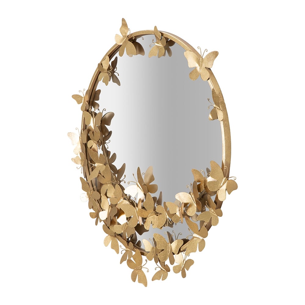 Specchio rotondo da parete dorato con farfalle decorative 74cm Butterfly S - 6