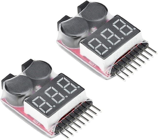 Tester akumulatorów LiPo 1-8s z alarmem niskiego napięcia i wskaźnikiem LED do akumulatorów LiPo, Life, LiMn i Li-ion