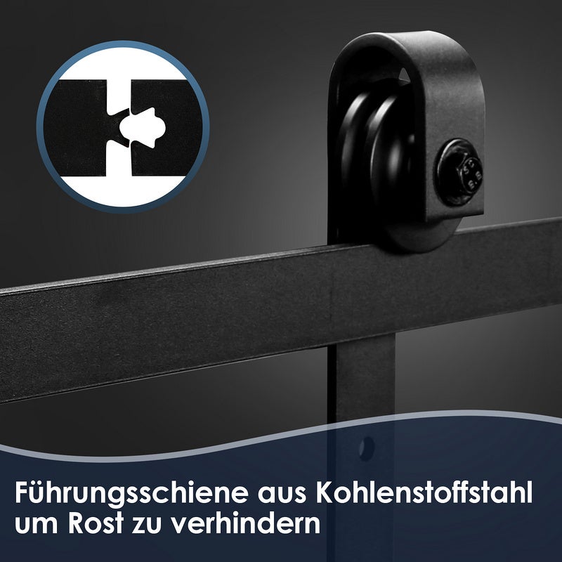 Schiebetürsystem Montageset Laufschiene Holztür Schiebetürbeschlag 183/200cm - 2