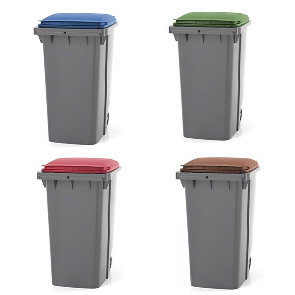 Contenitore per rifiuti da 360 litri con maniglia frontale - coperchio verde cachi - 620 x 850 x 1095 mm - 210006GAGA/VK - 4