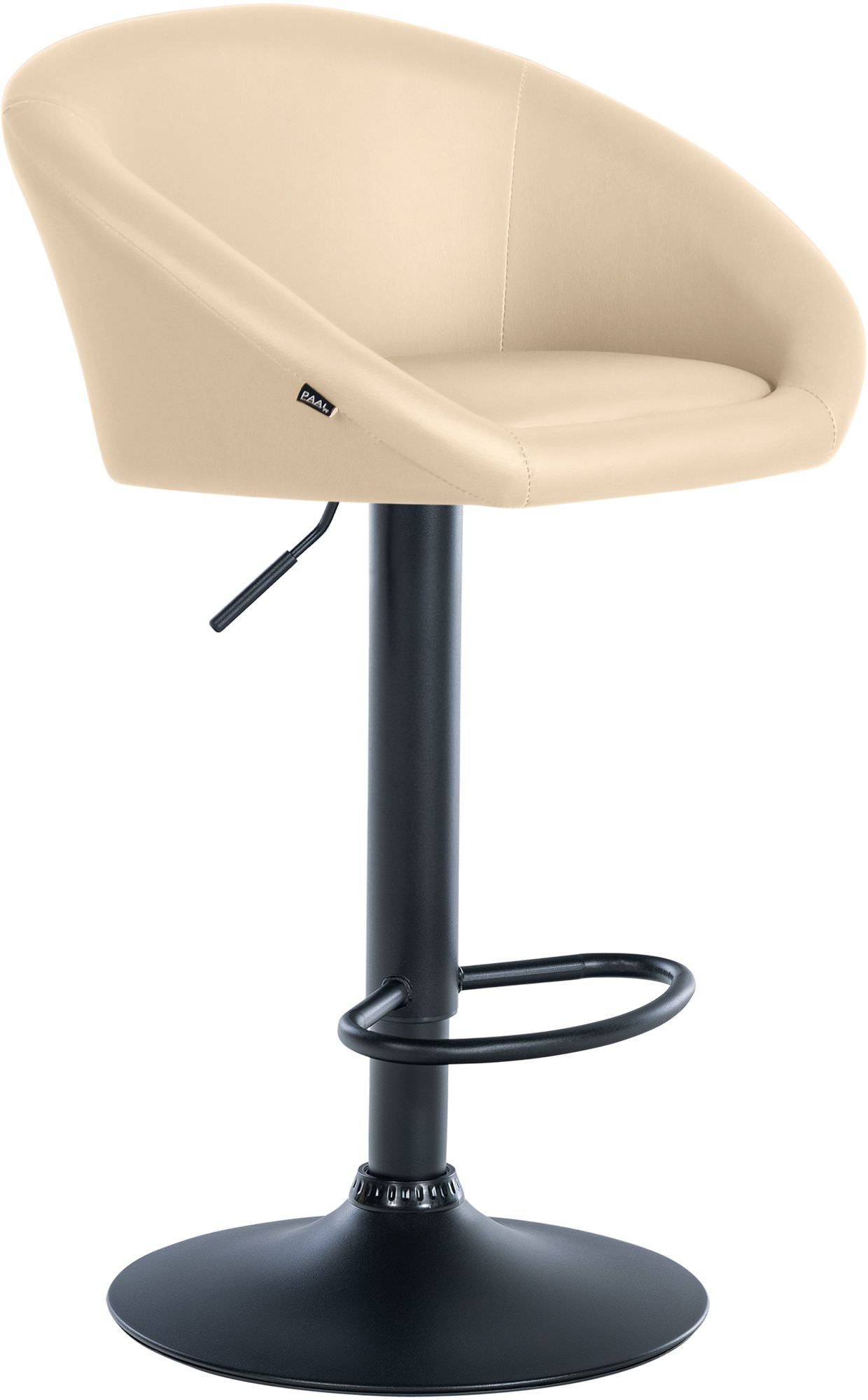 Taburete de bar davie de piel sintética negro crema