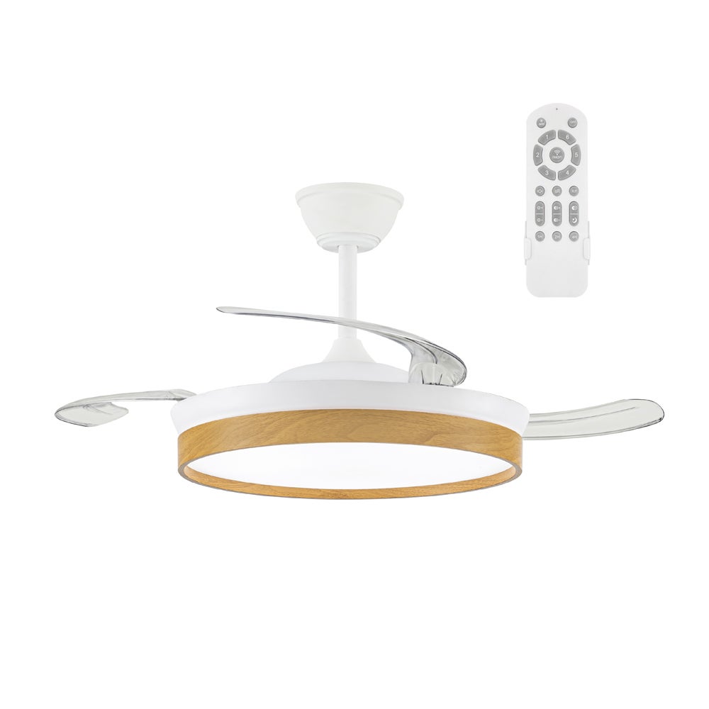 Ventilatore A Soffitto Con Luci LED RGB 75cm - Moderno Fandelier Retrattile 6 Velocità Con Telecomando E Motore Reversibile