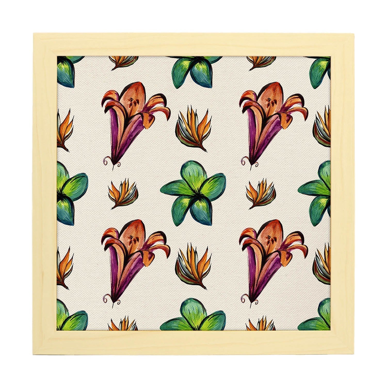 Affiche De Fleur Et De Nature. Fleurs Fraîches Carrées Carrées, Illustrées De Dessins De Couleur. Cadre Noir - 2