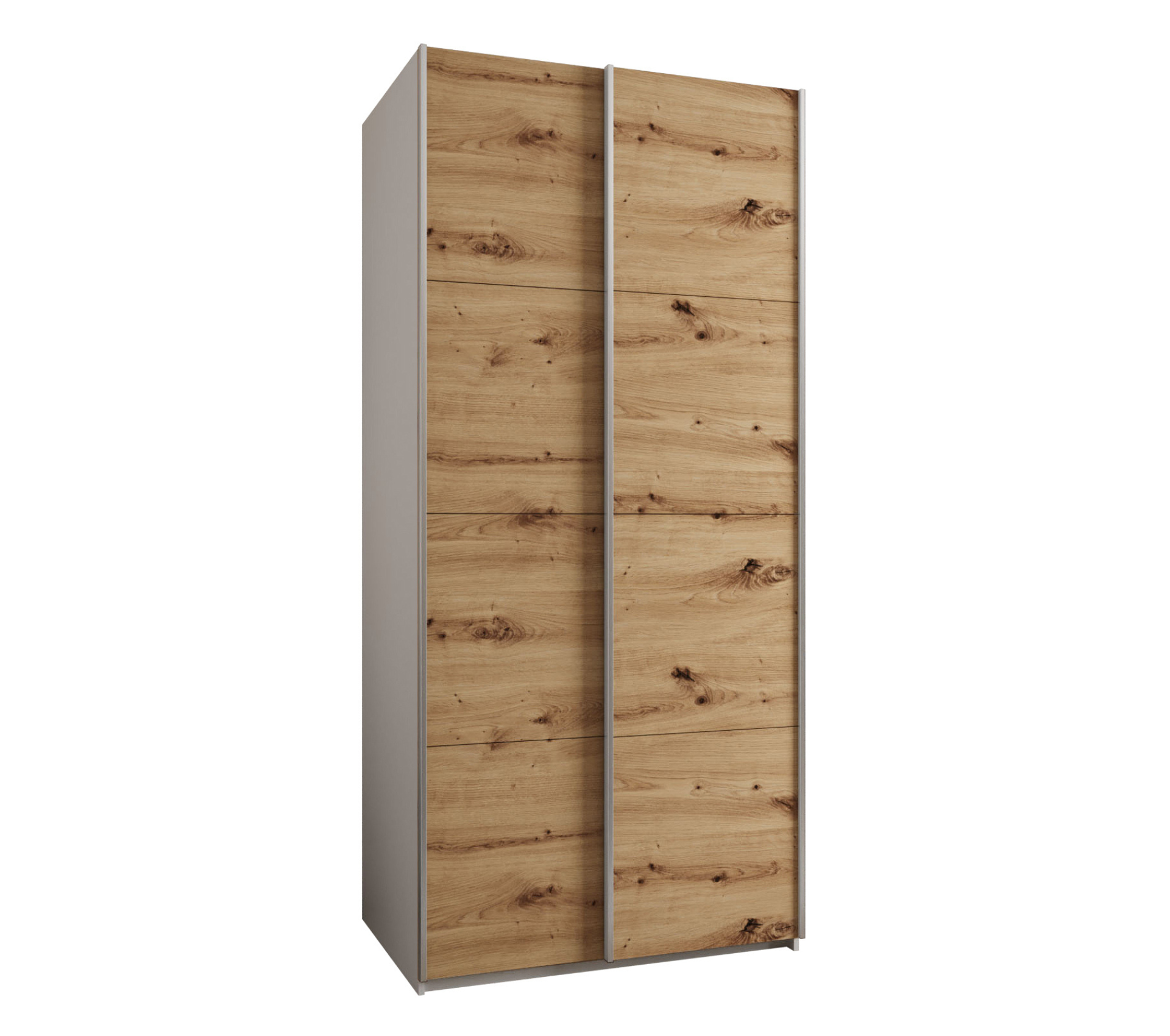 Szafa przesuwna wysoka Lux 1 120 x 64 x 245,5 cm biały + artisan + u. srebrny - Abiks Meble