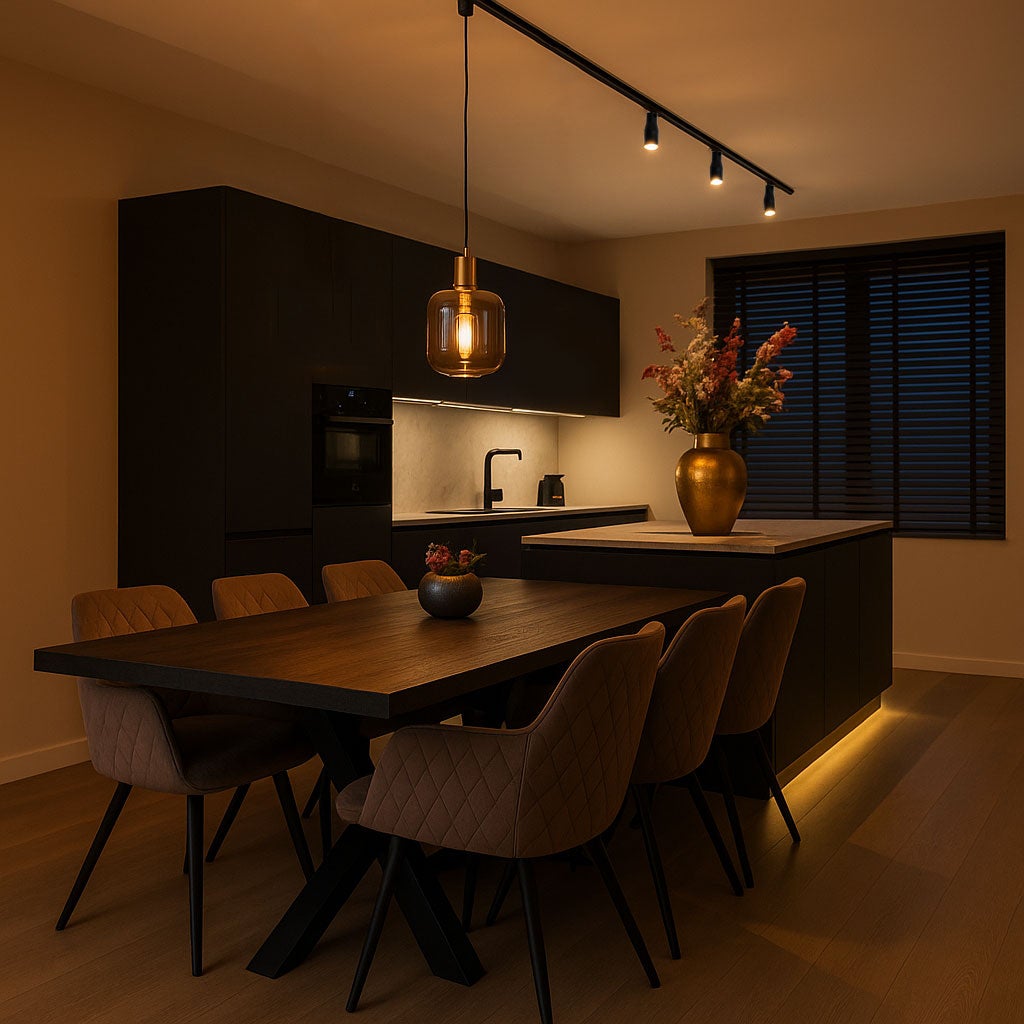 Qazqa design lampe suspendue intelligente - Zuzanna - noir et fumé, rond, ampoule led 7w, e27, 2700k - 6500k, dimmable, 25cm, - 2