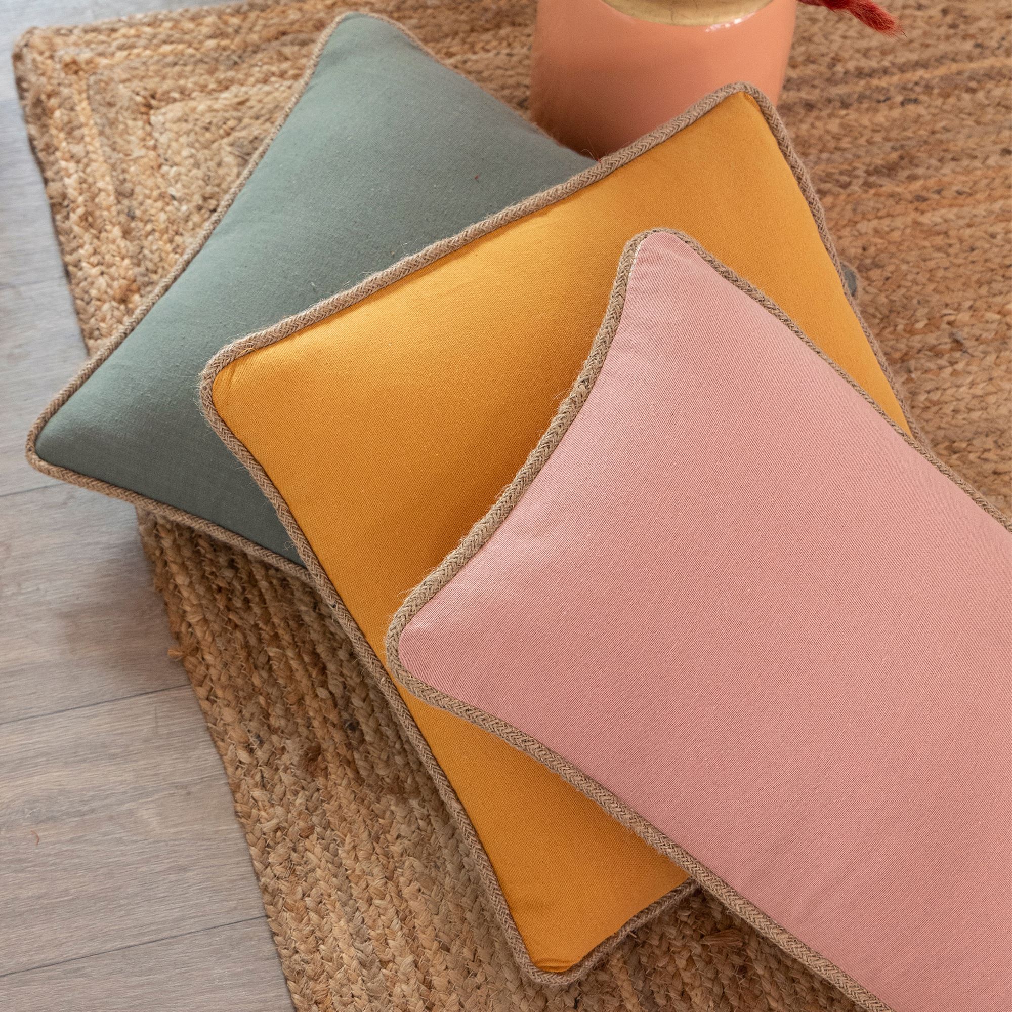 COUSSIN COTON RECYCLE PIPING JUTE CAMEO ROSE 30X50 - 2