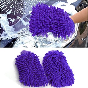 2-in-1 Guanto da Lavaggio in Microfibra, guanto lavaggio, per Pulizia Esterni Auto e Moto, Panno Antigraffio, Accessori Pulizia Autos Professionale, per Rimuovere lo Sporco Ostinato
