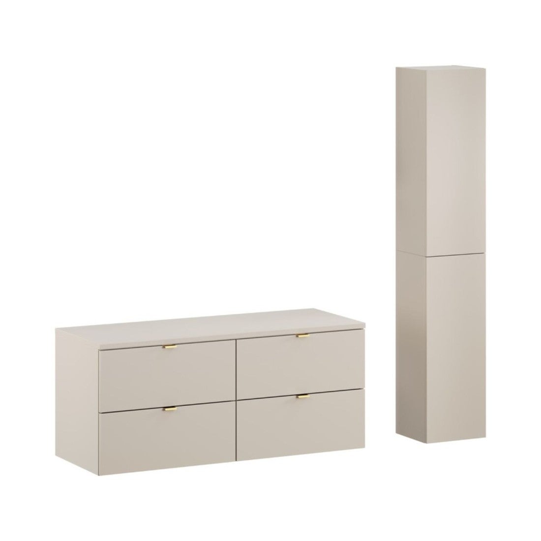 Conjunto de baño bella: muebles bajo lavabo 120cm + encimera para lavabo + columna de almacenamiento