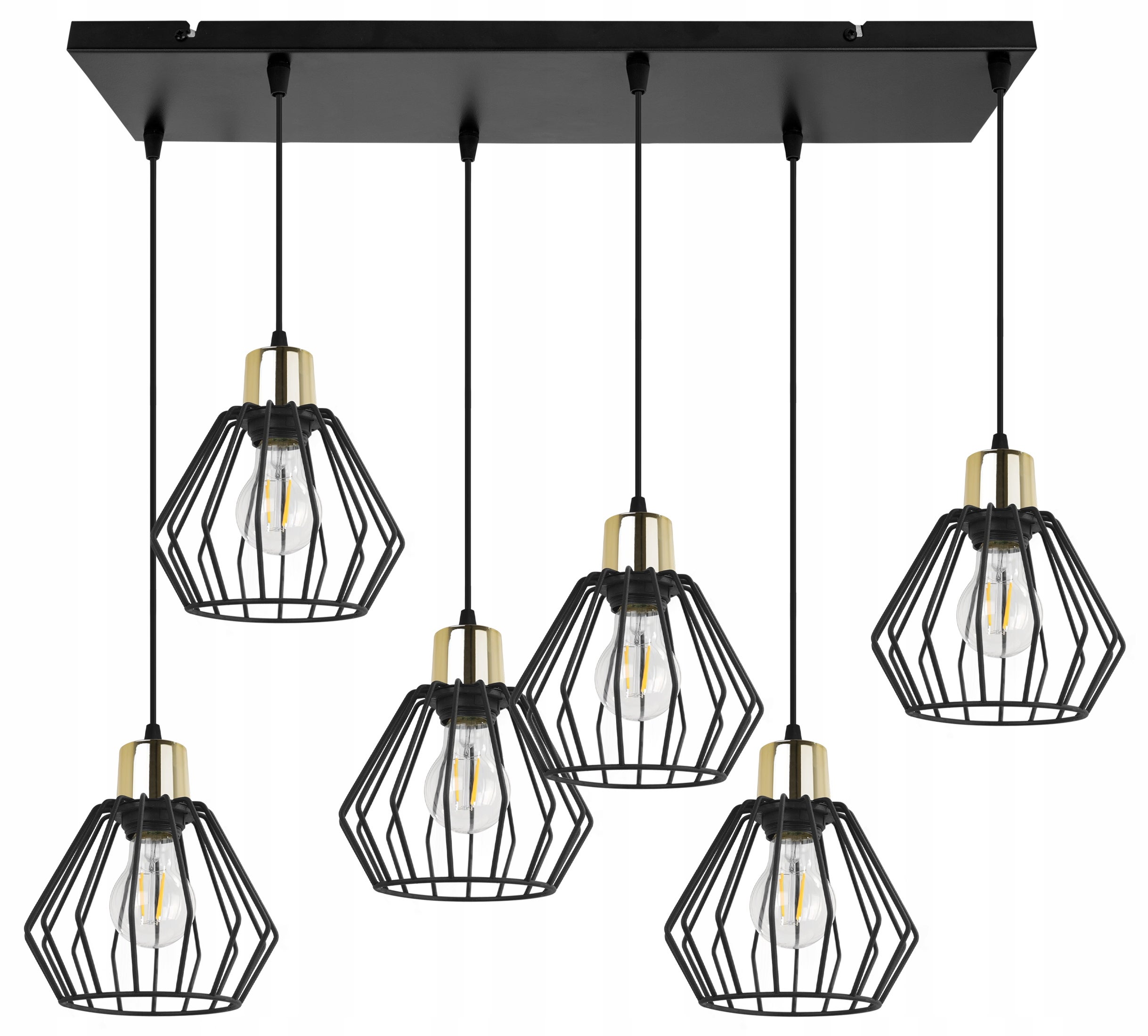 Lampa sufitowa wisząca Nuvola modern 6xE27 abażur druciak diament złoty/czarny Light Home LH