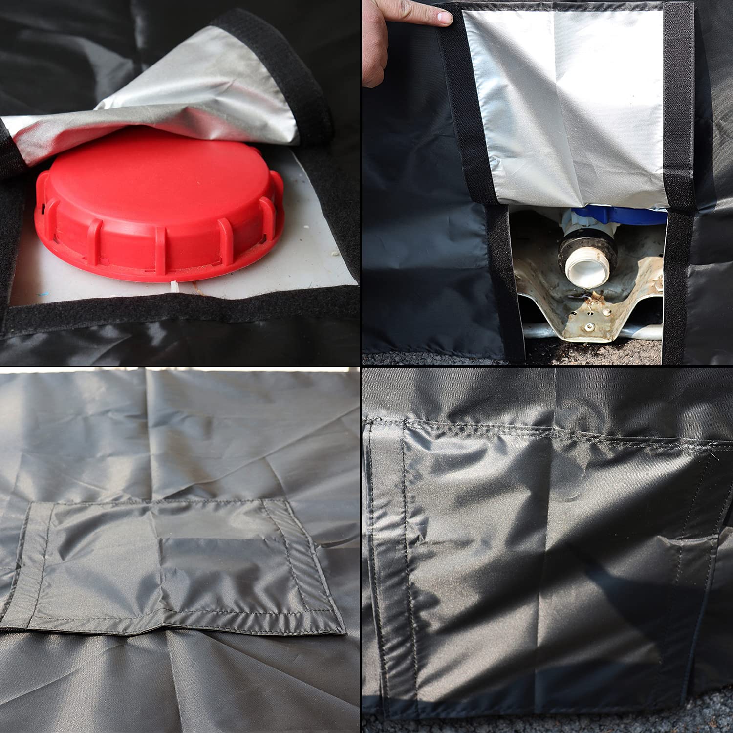 Bâche de réservoir d'eau,Bâche Couverture Réservoir pour Cuve 1000L,Capôt de Protection Container Citerne Eau,Anti-UV Anti-Pluie,120x100x116cm - 4