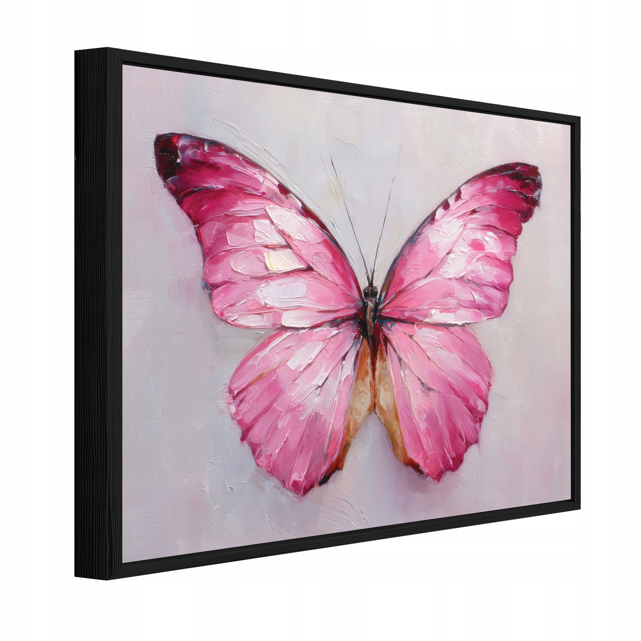 Tablou Canvas fluture roz beton Tablou decorativ Rama Neagra Living Bucatarie Tablouri de perete 60x40 cm