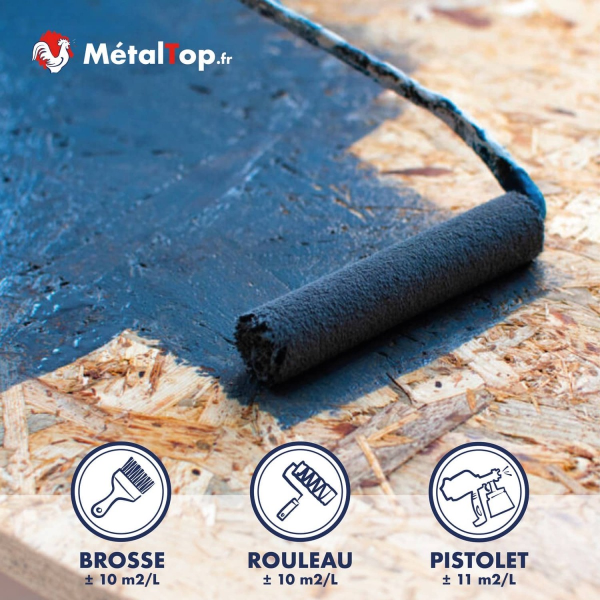 Peinture Osb - Metaltop - Noir foncé - RAL 9005 - Pot 5L - 5