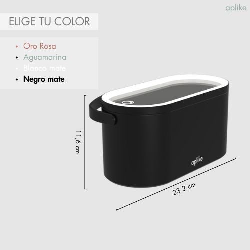 Organizzatore per il trucco con specchio a luce LED, interruttore on/off a sfioramento e temperatura di colore bianco BEVERLY (Nerosatinato). - 4