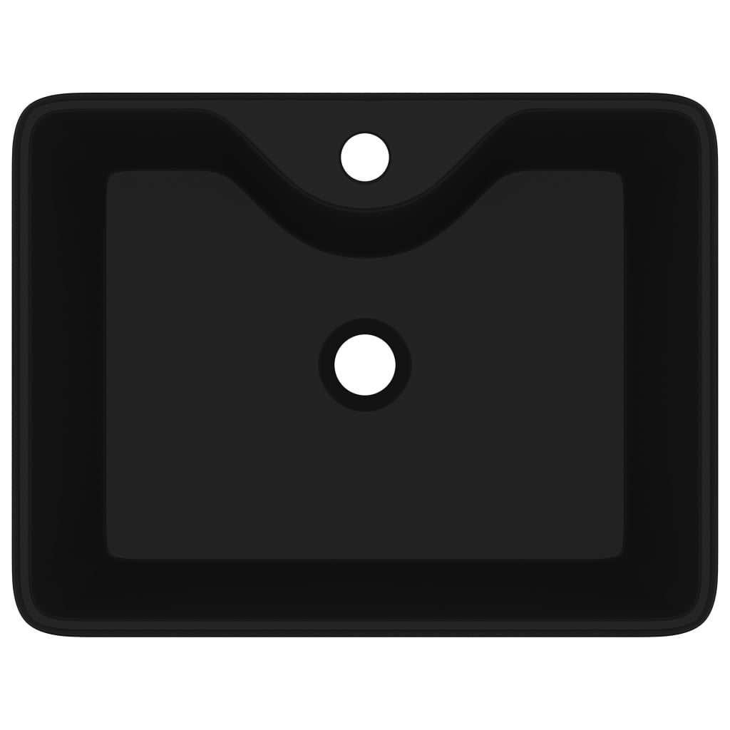 Vasque carrée à trou pour robinet céramique Noir pour salle de bain vidaXL - 5