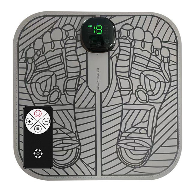 Massageador elétrico para os pés com 8 modos e 19 intensidades, dobrável e portátil, para circulação sanguínea e alívio de dores musculares