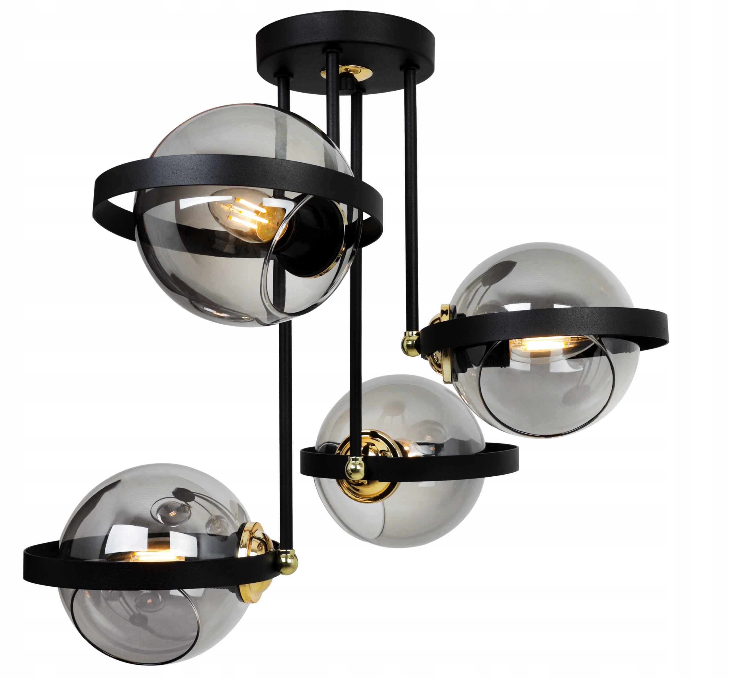 Lampa sufitowa wisząca modern 4xE27 klosz okrągły czarny/grafitowy Light Home LH