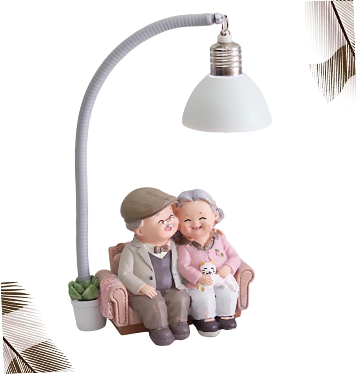 Dekoracyjna nocna lampka z żywicy dla starszych par, z motywem kotka, idealna do sypialni, salonu i biura. - 4
