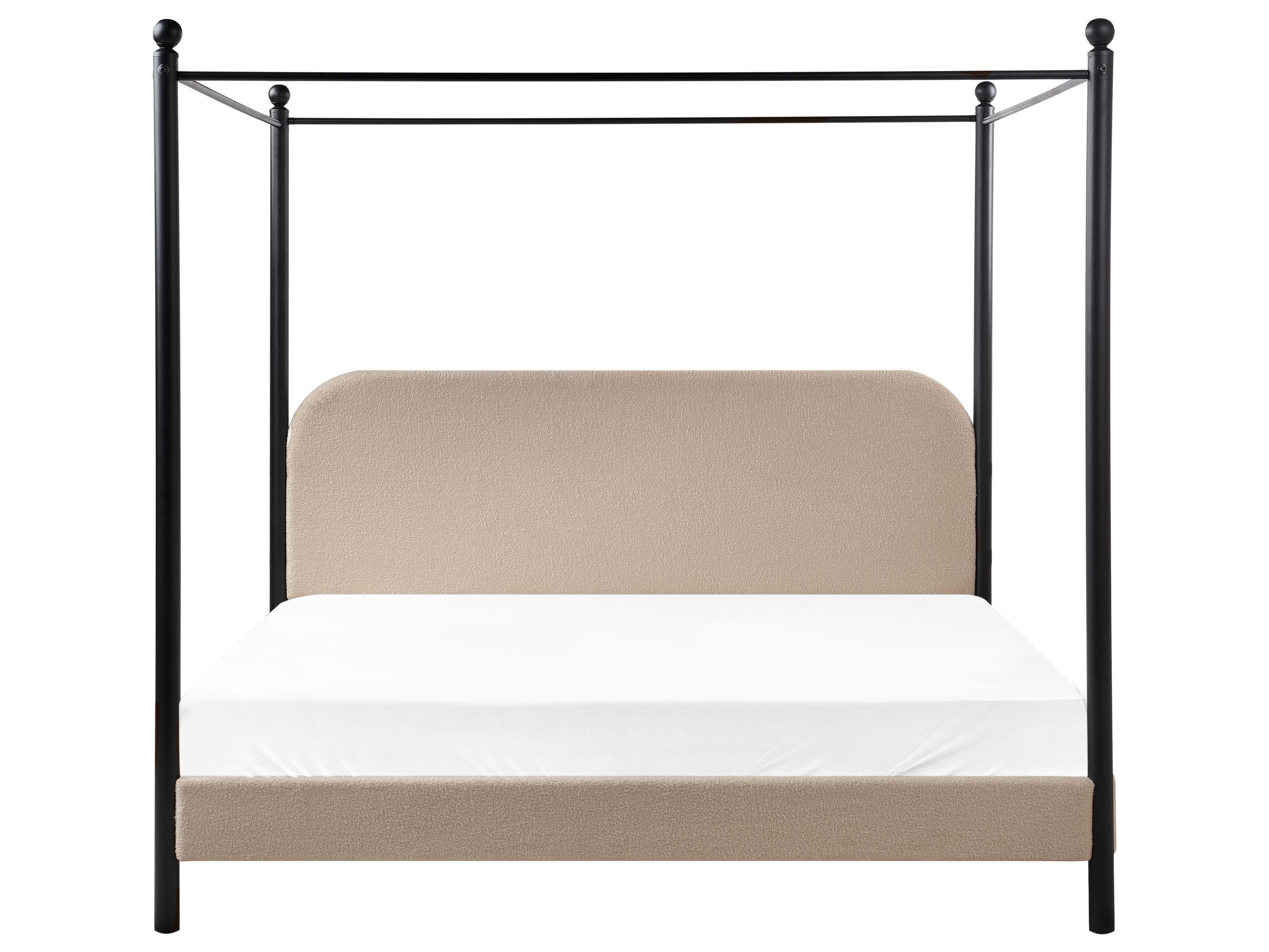 Cama com dossel Bouclé DANNEMOIS 180 x 200 cm Taupe - 5