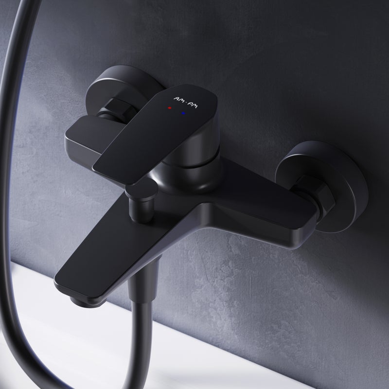 Mechaniczna bateria wannowa Matte Black, bateria łazienkowa Gem FGA10022 AM.PM