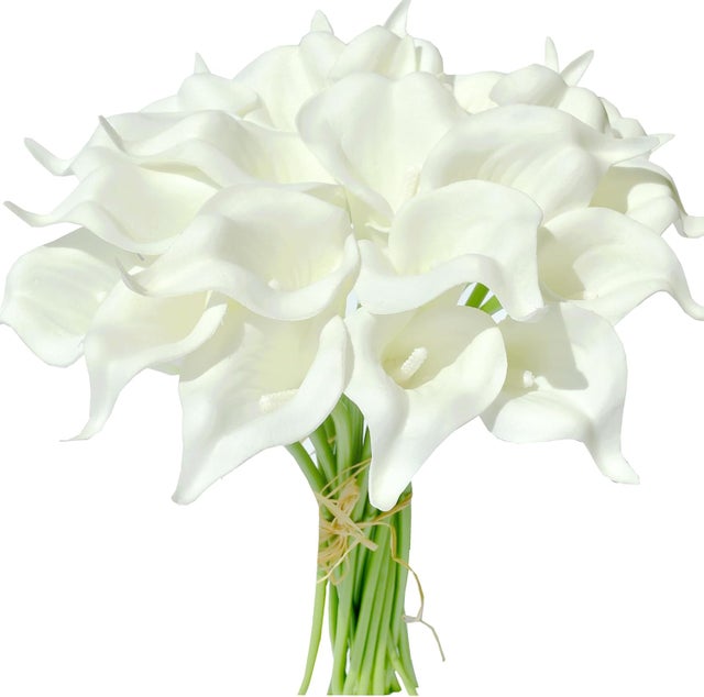20 calas blancas de tacto real para novias, bodas, hogar