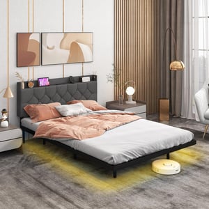 COSTWAY Struttura Letto Singolo, Telaio Letto In Metallo Con Testiera Alta, Doghe In Metallo E