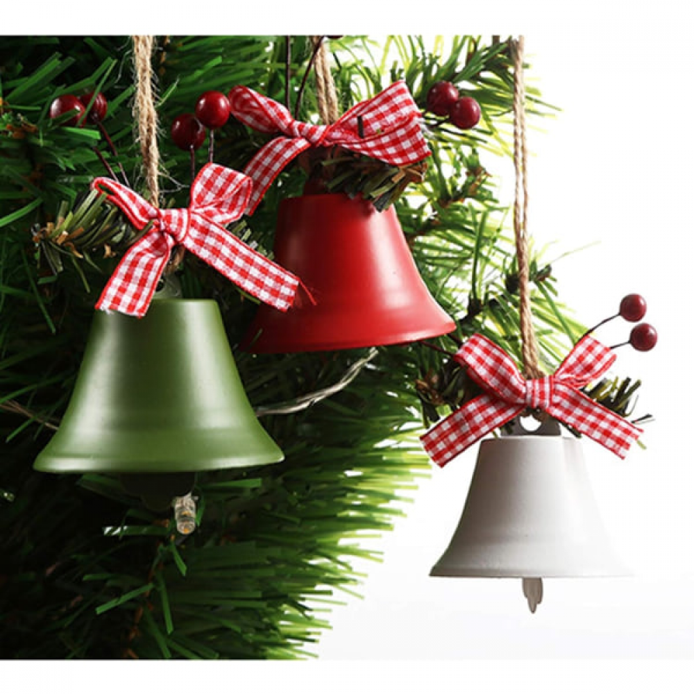 Décorations de carillons pour sapin de Noël en rouge, blanc, vert, pendentif carillons pour sapin de Noël avec houx - 2