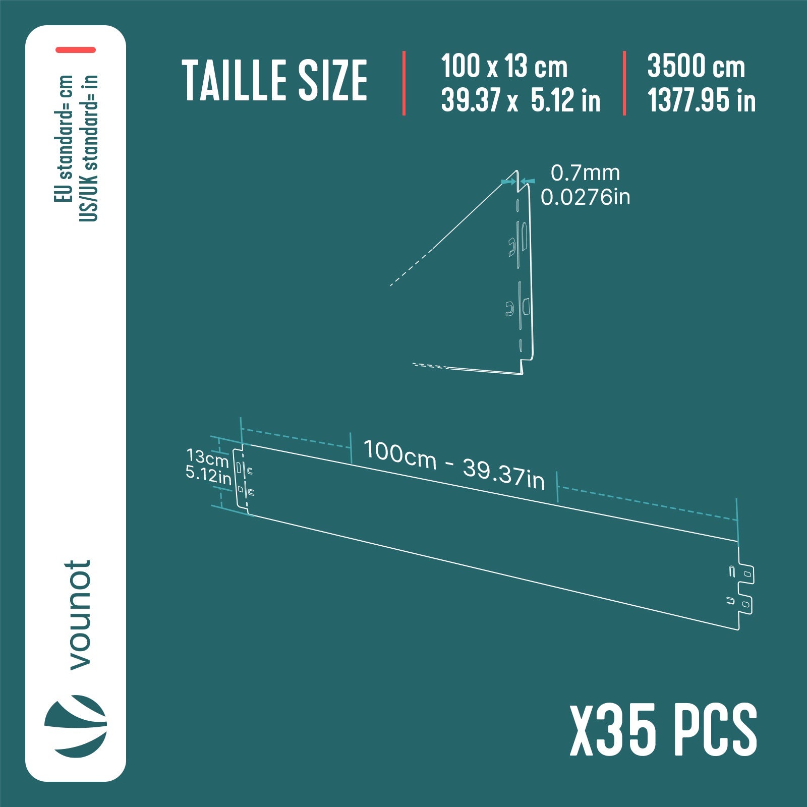 Lot de 35 Bordure de jardin en métal galvanisé flexible 100x13cm - clôture gazon antirouille 35m - VOUNOT® - 3