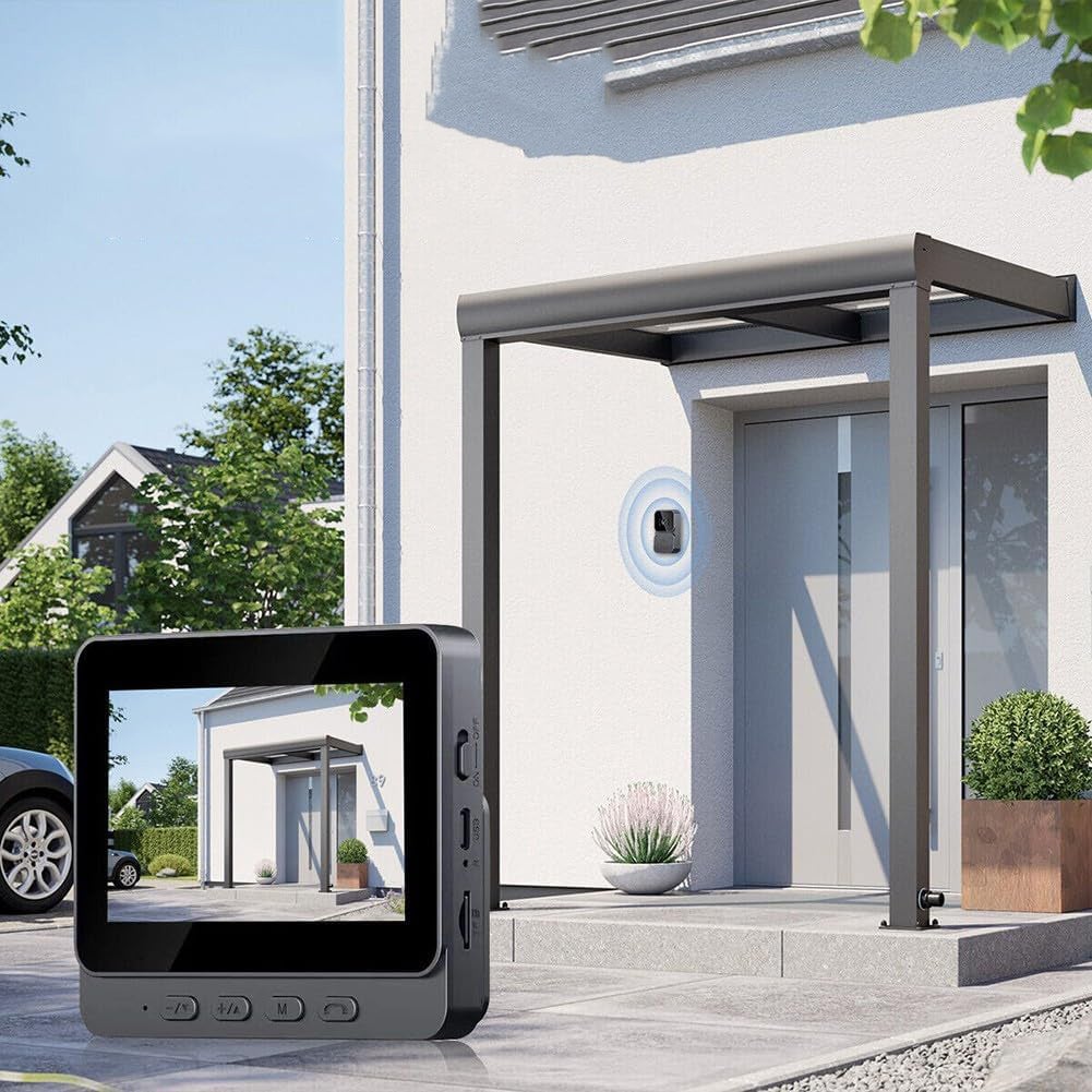 Sonnette vidéo sans fil standard, sonnette sans fil avec caméra, équipée d'un écran, sans carte - 3
