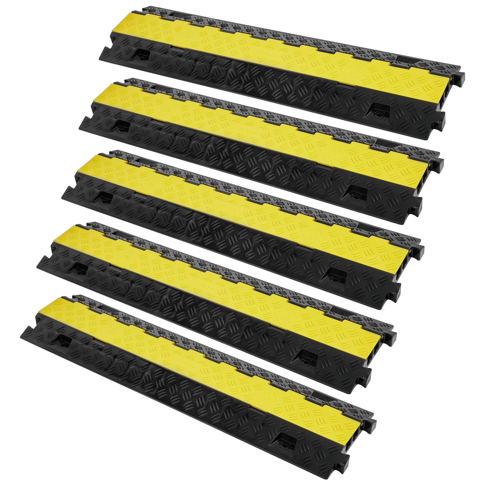 Zestaw 5 sztuk 2-kanałowa rampa ochronna do kabli mostek kablowy wykonany z TPU i TPR mostek na wąż 91,8 x 25 x 4,3 cm zabezpieczenie najazdowe VEVOR