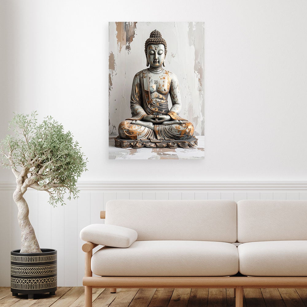 Obraz do salonu sypialni biura gabinetu, Budda Zen Spa na szarym tle 60x90 - 2