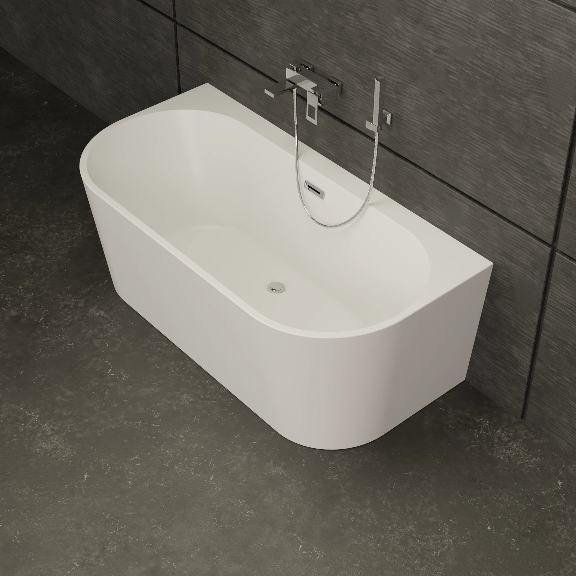 Baignoire Semi-îlot Murale Naos 160 Blanche 160 X75 X58 Cm, By Spalina - 6